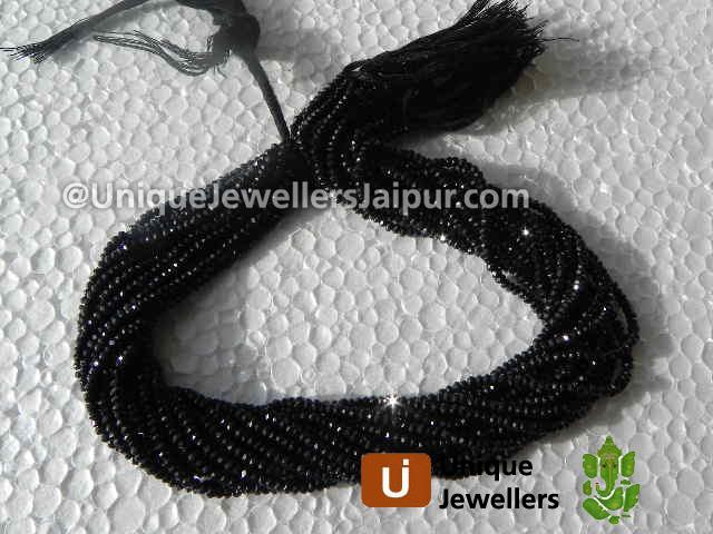 Black Spinel Micro Faceted Roundelle Beads